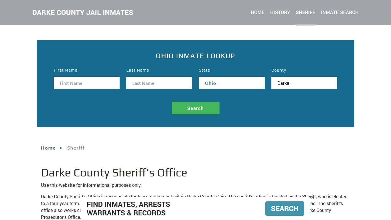Darke County Sheriff, OH Arrest Warrant Lookup
