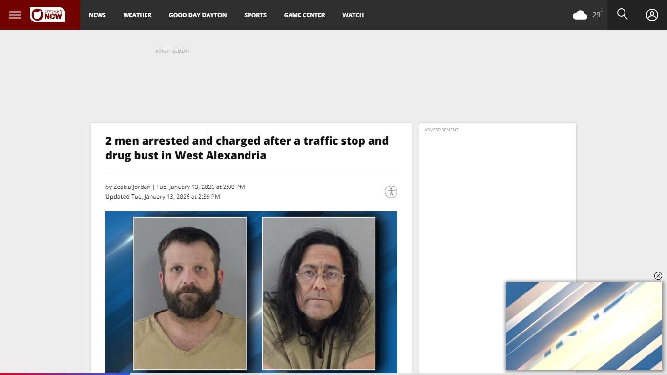 2 men arrested and charged after a traffic stop and drug bust in West Alexandria